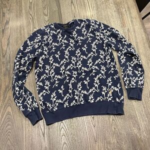 CPO Provisions Shipmen Supply Floral Sweater Crew Neck Pullover Navy White Large